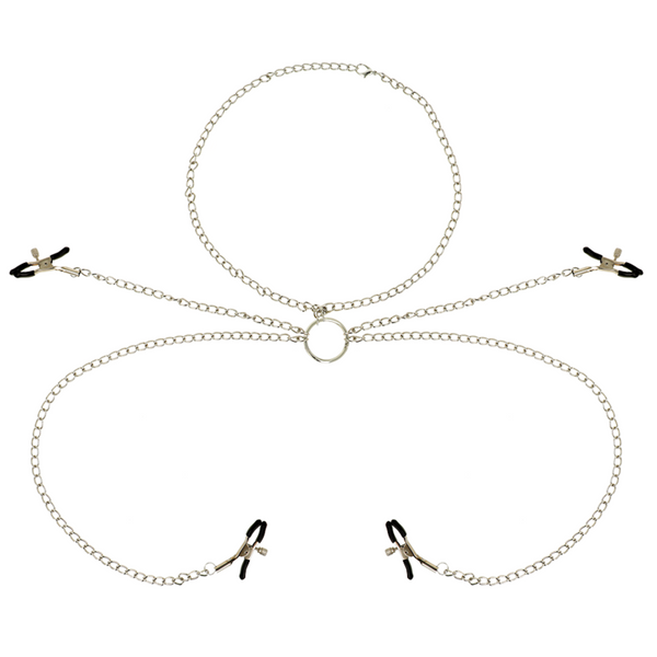 OHMAMA FETISH 4 MORSETTI PER CAPEZZOLI CON COLLANA A CATENA