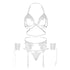 LEG AVENUE - SET QUATTRO PEZZI REGGISENO, G-STRING, REGGISTREE E POLSINI TAGLIA UNICA - BIANCO