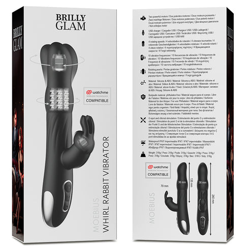 BRILLY GLAM - MOEBIUS VIBRATORE RABBIT E ROTATORE + TELECOMANDO WATCHME