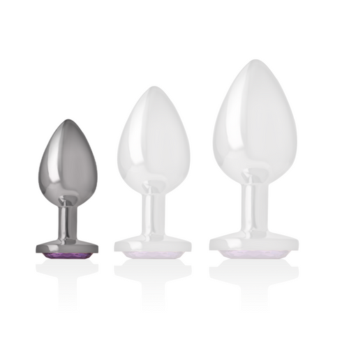 INTENSE - PLUG ANALE IN METALLO ALLUMINIO CON CRISTALLO VIOLA MISURA S