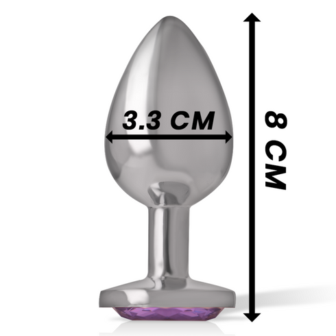 INTENSE - PLUG ANALE IN METALLO ALLUMINIO CON CRISTALLO VIOLA TAGLIA M