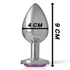 INTENSE - PLUG ANALE IN METALLO ALLUMINIO CON CRISTALLO VIOLA MISURA L