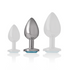 INTENSE - PLUG ANALE IN METALLO ALLUMINIO CON VETRO BLU TAGLIA M