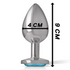INTENSE - PLUG ANALE IN METALLO ALLUMINIO CON CRISTALLO BLU TAGLIA L