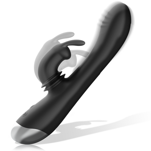 BLACK&SILVER - DJ. STIMOLATORE RABBIT IN SILICONE RICARICABILE ADAM NERO