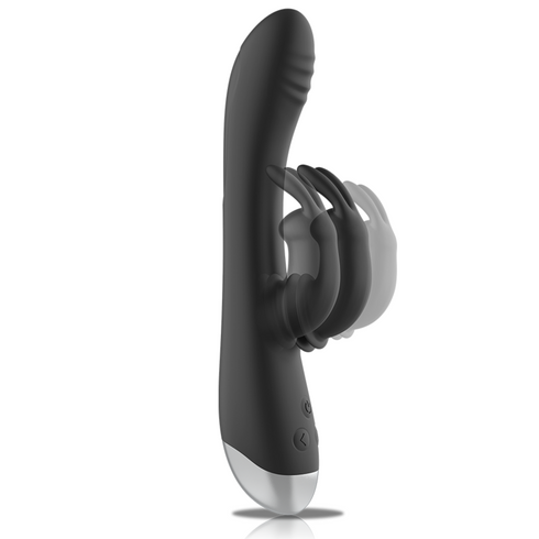 BLACK&SILVER - DJ. STIMOLATORE RABBIT IN SILICONE RICARICABILE ADAM NERO