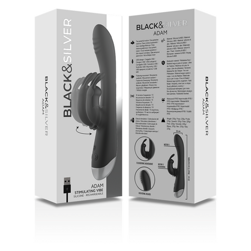 BLACK&SILVER - DJ. STIMOLATORE RABBIT IN SILICONE RICARICABILE ADAM NERO