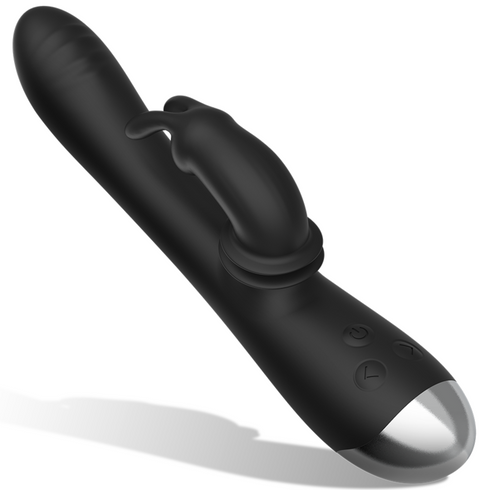 BLACK&SILVER - DJ. STIMOLATORE RABBIT IN SILICONE RICARICABILE ADAM NERO