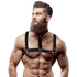 FETISH SUBMISSIVE ATTITUDINE - IMBRACATURA REGOLABILE IN ECOPELLE CON COLLANA PER UOMO