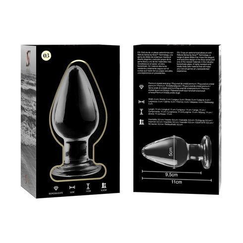 NEBULA SERIES BY IBIZA - MODELLO 3 PLUG ANALE VETRO BOROSILICATO TRASPARENTE 11 CM -O- 5 CM