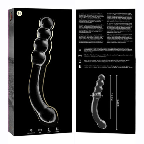 NEBULA SERIES BY IBIZA - MODELLO 14 DILDO IN VETRO BOROSILICATO TRASPARENTE 18.5 CM -O- 3 CM
