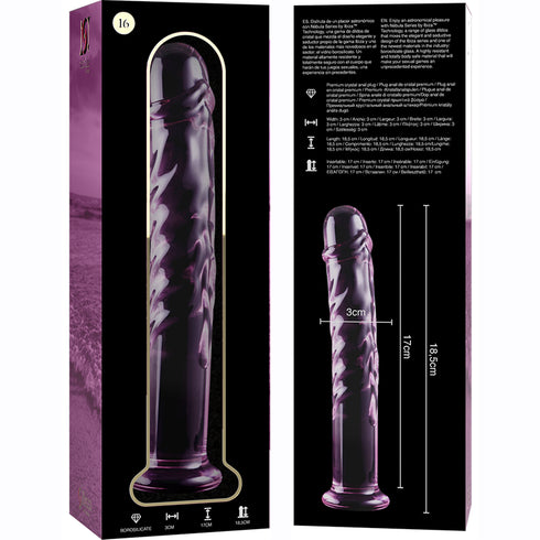 NEBULA SERIES BY IBIZA - MODELLO 16 DILDO IN VETRO BOROSILICATO ROSA 18.5 CM -O- 3 CM