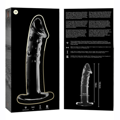 NEBULA SERIES BY IBIZA - MODELLO 19 DILDO IN VETRO BOROSILICATO TRASPARENTE 18.5 CM -O- 4 CM