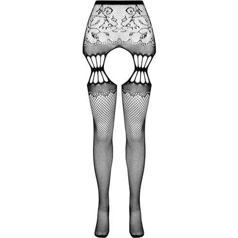 PASSION - S027 COLLANT NERO CON GIARRETTIERA TAGLIA UNICA