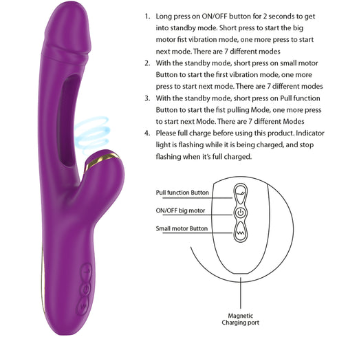 INTENSE - ATENEO VIBRATORE MULTIFUNZIONE RICARICABILE 7 VIBRAZIONI CON LINGUA OSCILLANTE E ASPIRAZIONE VIOLA