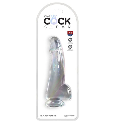 KING COCK - CLEAR DILDO CON TESTICOLI 15.2 CM TRASPARENTE
