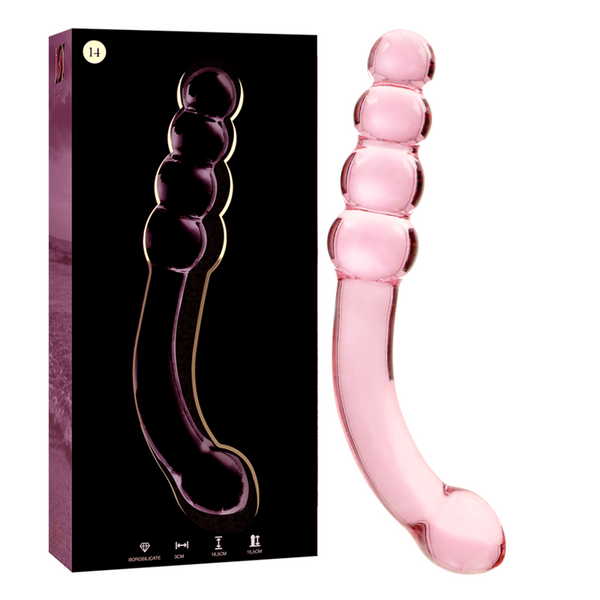 NEBULA SERIES BY IBIZA - MODELLO 14 DILDO IN VETRO BOROSILICATO ROSA 18.5 CM -O- 3 CM