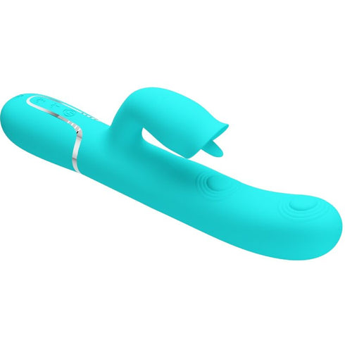 PRETTY LOVE - VIBRATORE RABBIT CON LECCATURA VERDE ACQUA