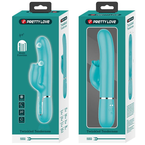 PRETTY LOVE - VIBRATORE RABBIT CON LECCATURA VERDE ACQUA