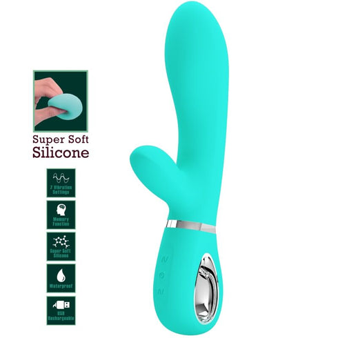 PRETTY LOVE - VIBRATORE MULTIFUNZIONE G-SPOT THOMAS VERDE ACQUA