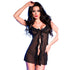 CHILIROSE - CR 4219 BABYDOLL E PERIZOMA SENZA CAVALLETTO NERO L/XL
