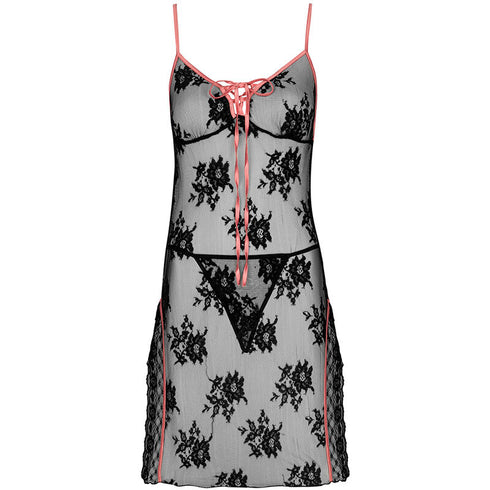 LIVCO CORSETTI FASHION - KARONIN LC 90628 CAMICIA + PANTY NERO L/XL