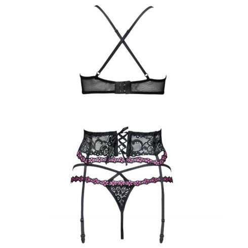 LIVCO CORSETTI FASHION - SNEHANA LC 90443 REGGISENO + REGGISENO + SLIP NERO L/XL