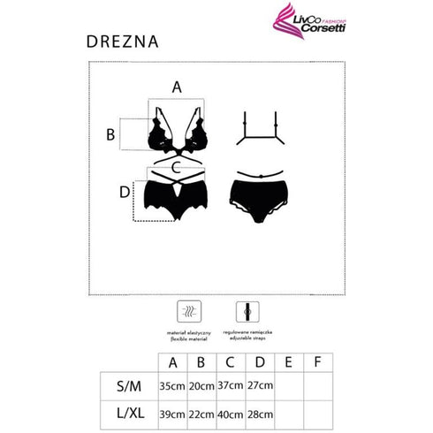 LIVCO CORSETTI FASHION - DREZNA LC 90733 REGGISENO + SLIP NERO