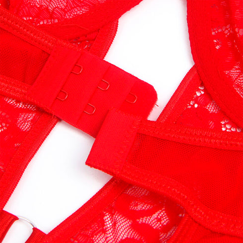 SUBBLIME - ORSACCHIOTTO CON GIARRETTIERA CON DETTAGLIO IN PIZZO E STRISCE ROSSE L/XL