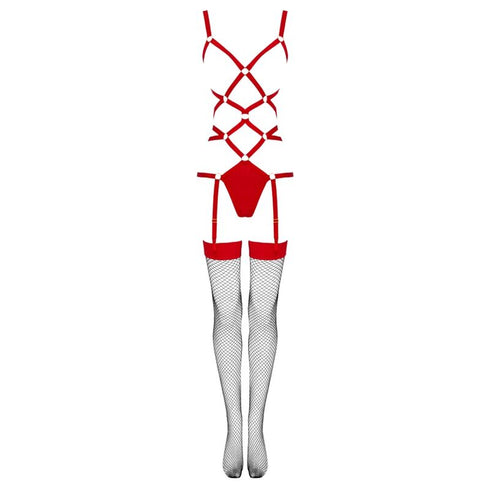 LIVCO CORSETTI FASHION - THIARA LC 20213 SET BODY + CALZE ROSSO S/M