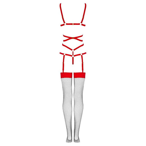 LIVCO CORSETTI FASHION - THIARA LC 20213 SET BODY + CALZE ROSSO L/XL