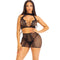 LEG AVENUE - TOP E GONNA IN PIZZO APERTO NERO
