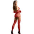 SUBBLIME - 952181 BODYSTOCKING A RETE CON GUANTI E STRASS ROSSO TAGLIA UNICA