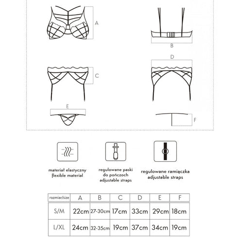 LIVCO CORSETTI FASHION - SOLEDAD LC 20217 REGGISENO + SLIP + REGGISERA L/XL
