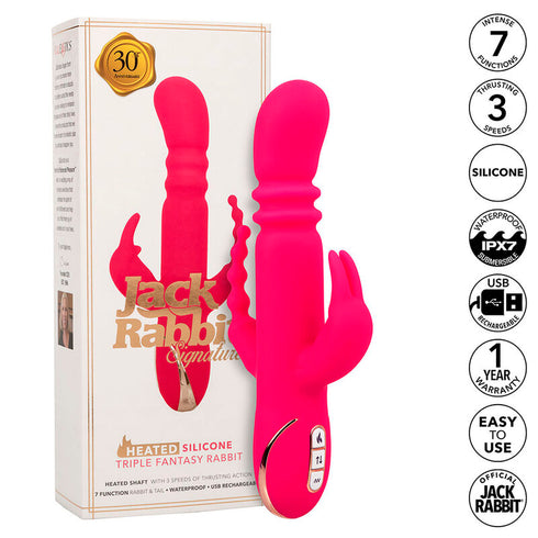 CALEXOTICS - JACK FANTASY VIBRATORE TRIPLO RISCALDATO ROSA RABBIT
