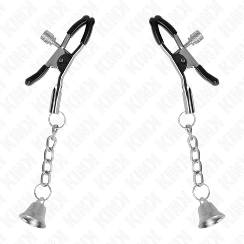 KINK - MORSETTI PER CAPEZZOLI CON CIONDOLO CAMPANELLA IN ARGENTO 6 CM