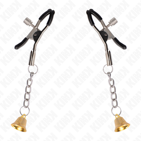KINK - MORSETTI PER CAPEzzoli CON PENDENTE CAMPANELLA IN ORO 6 CM