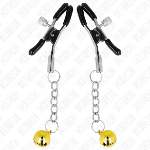 KINK - MORSETTI PER CAPEZZOLI CON PENDENTE JINGLE BELL ORO 6 CM