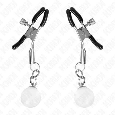 KINK - MORSETTI PER CAPEZZOLI PERLINE DI VETRO ARGENTO 6 CM