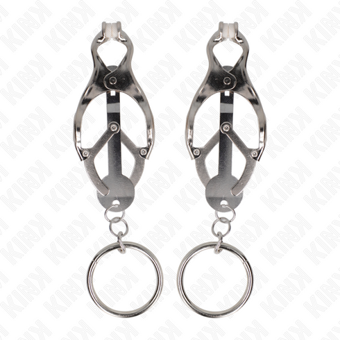 KINK - MORSETTI PER CAPEZZOLI CON O-RING TRIFOGLIO GIAPPONESE ARGENTO