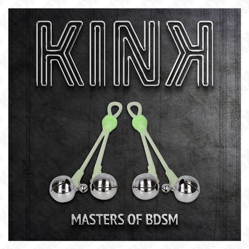 KINK - PINZE PER CAPEZZOLI TESCHIO LUMINOSO CON ANELLO CAMPANE REGOLABILI VERDE/ARGENTO
