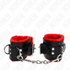 KINK - POLSINI IMBOTTITI IN PELLICCIA CON FORI QUADRI CINTURA ROSSA E NERA REGOLABILE 17-29 CM X 6 CM