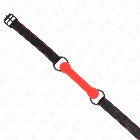 KINK - BONE GAG CON CINTURINO IN SIMILPELLE ROSSO REGOLABILE 41-57 CM