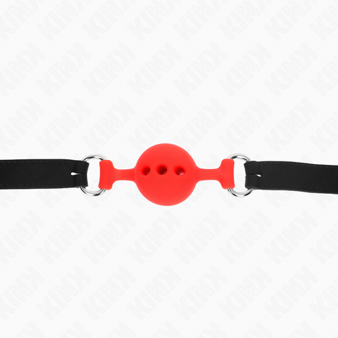 KINK - BAVAGLIO IN SILICONE INTERO 55 x 2 CM CON SFERA DA 4 CM MISURA S ROSSO REGOLABILE 35-51 CM