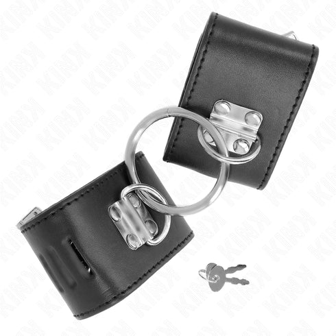 KINK - POLSO FISSO CON CHIUSURA AD ANELLO E LUCCHETTO NERO REGOLABILE 16-23 CM X 5,5 CM