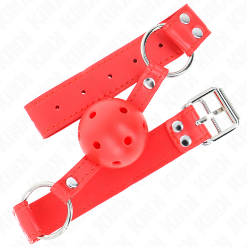 KINK - BALL GAG COMPLETO ROSSO CAVO DURO 62 x 2 CM