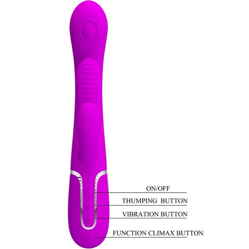 PRETTY LOVE - SHANIA VIBRATORE TRIPLO RABBIT MULTIFUNZIONE ROSA