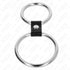 KINK - DOPPIO ANELLO PER PENE IN METALLO DA 3,7 CM A 5 CM COLLEGATO CON CINTURINO IN PELLE MODELLO 1