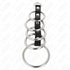 KINK - 5 ANELLI PER PENE IN METALLO DA 3,2 CM A 5 CM COLLEGATI DA PELLE