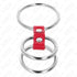 KINK - ANELLO PER PENE IN TRIPLO METALLO DA 3,7 CM A 5 CM COLLEGATO CON PELLE ROSSA